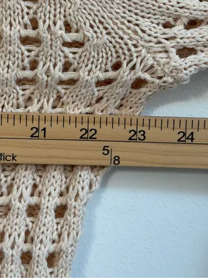 J. CREW Open Knit Sweater Large Tan Beige BZ498 Travel Coastal thumbnail 7