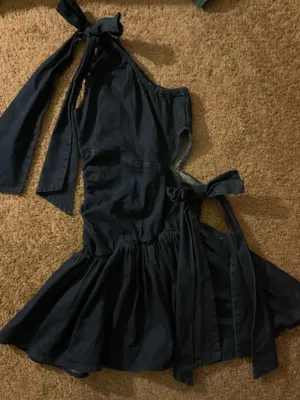 Zipper up cutsy Jean Dress Black thumbnail 1