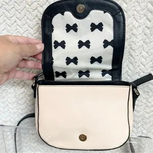 Kate Spade Light Pink Black Bow‎ Mini Crossbody Bag | Coquette Minimalist thumbnail 4