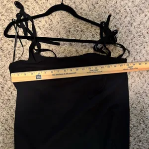 Lulus black full length‎ dress with tied sleeve, medium thumbnail 12
