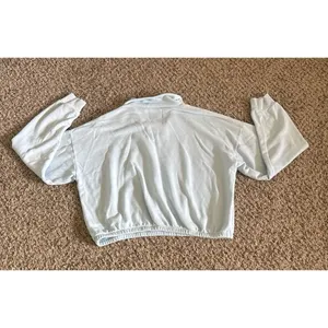 American Eagle Light Blue Quarter-Zip Slightly‎ Cropped Sweatshirt Size Medium thumbnail 6