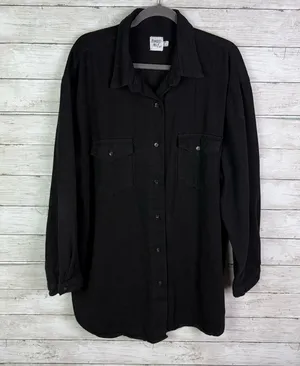 Princess Polly Button Down Shirt Jacket Black Size 10 thumbnail 1