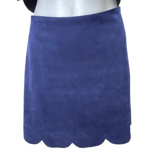 Aqua Women's Blue Faux Suede Scalloped 2-Pc Crop Top & Mini Pencil Skirt Set M thumbnail 4