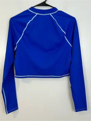 NWT Fabletics Yasmin Long Sleeve Cropped Mock Neck Royal Blue Actviwear Top XL thumbnail 9