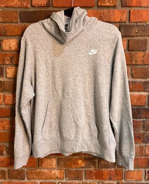 Nike womens club fleece funnel neck hoodie gray XL thumbnail 1