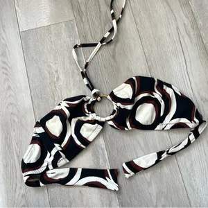 J.Crew Bikini Top NWT key hole o ring bandeau halter womens Brown (medium) swim thumbnail 1