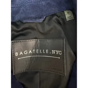Bagatelle NYC Suede 100% Leather Moto Jacket‎ Full Zip Blue Women's Size Small thumbnail 3