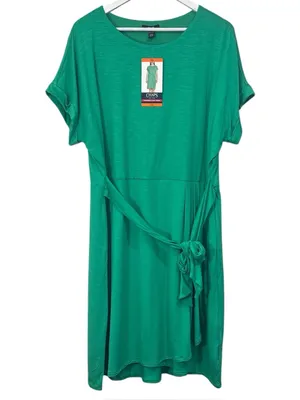 Chaps NWT Crewneck Knit Dress Green Short Sleeve Size XXL Womens thumbnail 2