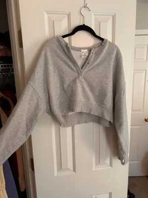 Aerie Grey Cropped Sweater thumbnail 4