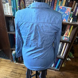 Old Navy denim 1/4 button S normcore classic shirt thumbnail 2