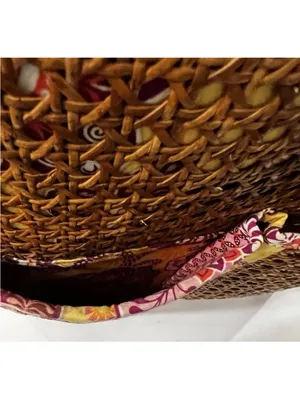 Vera Bradley Woven Straw Rattan Tote Bag Floral Boho Summer Beach Market 🌿 thumbnail 12