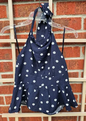 NWT MONTEAU Navy/White Polka Dot Halter Top M thumbnail 1