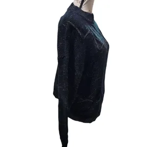 Vintage embroidered‎ black gold metallic sweater Mock-neck size 44/22W fits L-XL thumbnail 3