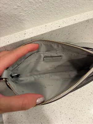 Kate Spade Grey Leather Crossbody Purse Women’s EUC thumbnail 5