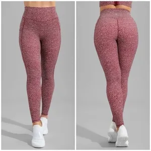 Buff Bunny Rosa pocket legging "Bossy" print vineyard red size medium thumbnail 2