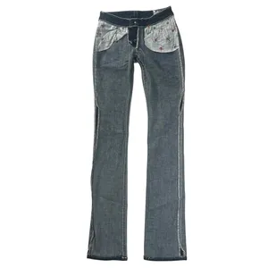 True Religion Straight Jeans Low Rise Rainbow Stitch Stretch Dark Wash Size 24 thumbnail 5