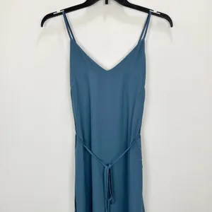 NEW Lulus Dusty Blue Tie Back Slip Mini Dress Adjustable Straps Chiffon Small thumbnail 5