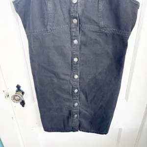 TOPSHOP Black Button Front Denim Jean Dress Cottage Boho 100% Cotton NEW 12 thumbnail 4