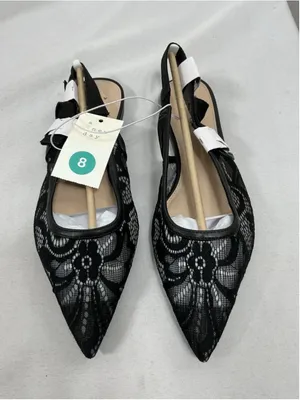Womans New A New Day London SlingBack Flats Size 8 Black Pointed Toe Lace Fabric thumbnail 1