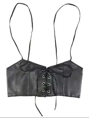 Black Lace Up Corset Style‎ Faux Leather Belt Waist Cincher One Size thumbnail 8