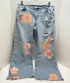 American Eagle Low Rise Baggy Wide Leg Jeans Womens 6 Distressed Y2K StreetWear thumbnail 1