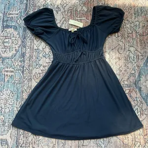Mel + Rose NWT Francesca's Collections Navy Mini Short Sleeve Skater Dress M thumbnail 7