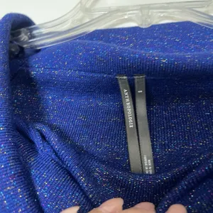 Anthropologie Sensual Off-the-Shoulder blue shimmer wool Sweater small thumbnail 4