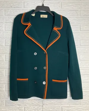 Vintage Gimbels 100% wool‎ double breasted blazer made in Italy emerald green thumbnail 1