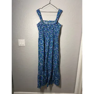 LOFT Floral Smocked Babydoll Dress Sz M Boho Fairy Cottagecore thumbnail 7
