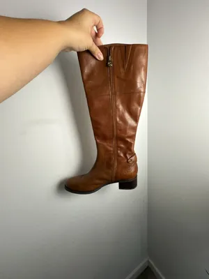Etienne Aigner Women's Brown Leather Knee High Riding Boots with Crest Logo thumbnail 4