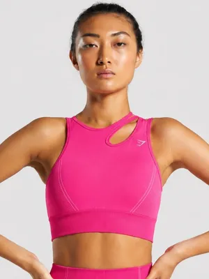 Gymshark Seamless Strappy Sports Bra Small Hot Pink Medium Support Activewear thumbnail 1