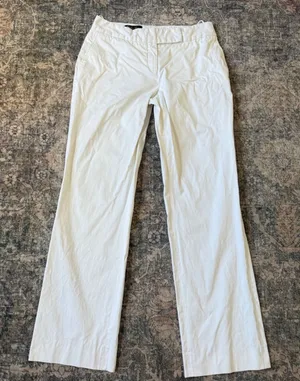 Loro Piana White Cotton Silk Blend Wide Leg Trousers Pants Italy Size 44 thumbnail 1