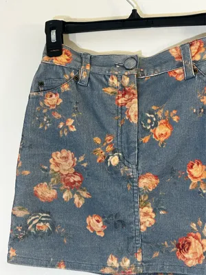 LoveShackFancy Floral Denim Skirt thumbnail 3