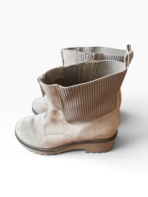 Torrid Women's Tan Suede Ankle Boots - Front Zip Lug Chelsea thumbnail 5