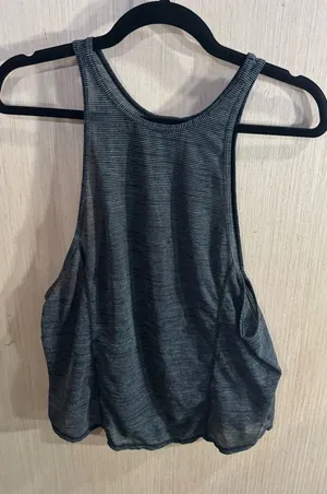 Zella Women’s Strappy Racerback Tank Top - Grey Striped Size Medium thumbnail 1