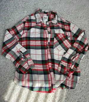 Aerie Plaid Flannel Pajama Top - Red & Green Womens Size Small thumbnail 1