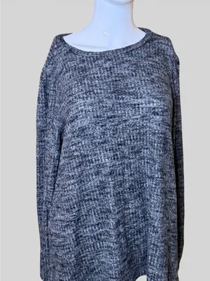 Relaxed Heather Charcoal Pullover Sweatshirt Gray Size L thumbnail 2