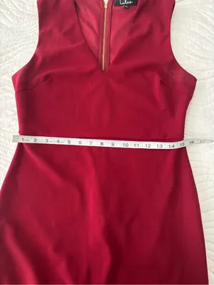 Lulu's Wine-Red V-Neck Midi Dress with Flounce Hem thumbnail 7