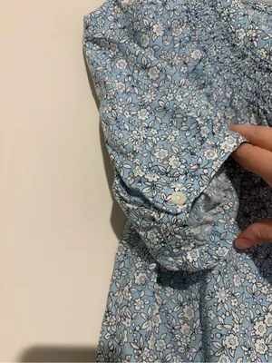J. Crew Floral linen Short Sleeve Button-Up Blouse Blue size small thumbnail 8