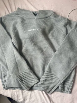 White Fox Knit light grey hoodie thumbnail 1