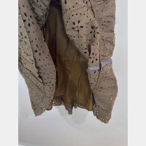 Free People Olive Green Eyelet Lace Up Tiered Mini Dress Size 6 Boho Cottagecore thumbnail 7