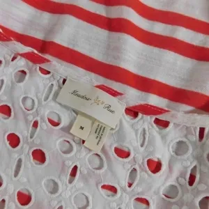 Anthropologie MEADOW RUE Marin Striped Top Smocked Knit Red White Medium thumbnail 11