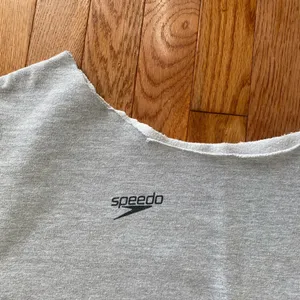 light gray and black white vintage off the shoulder Speedo crewneck thumbnail 3