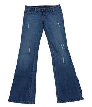 Seven7 Jeans‎ Womens 29 Flare Low Rise Medium Wash Denim Stretch Whisker 30x32 thumbnail 1