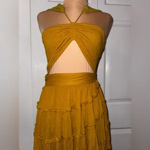 Free People Yellow Mustard Endless Summer Hot Dang Mini‎ Dress Size Medium NWOT thumbnail 3