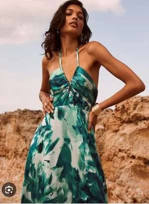 Beautiful silk green tie dye satin maxi thumbnail 2