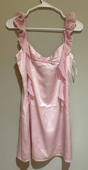 Beginning Boutique Joyce pink mini satin dress thumbnail 1