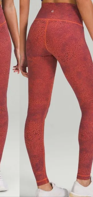 {8} Lululemon Wunder Under Train HR Crop Crackle Glaze Vintage Orange Larkspur thumbnail 1