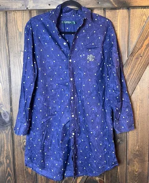 Ralph Lauren‎ Button Up Shirt Paisley Dot Dress thumbnail 1