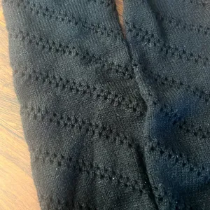 Black Knit Eyelet-Detail Legwarmers (OS) thumbnail 2